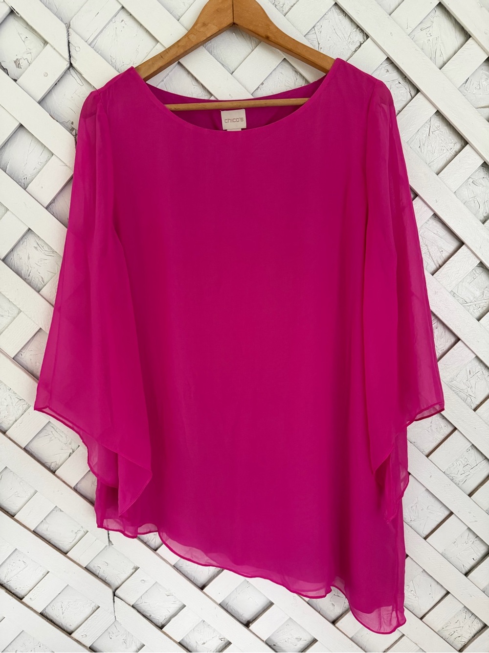 Chico’s Asymmetrical Drama Top Ultra Violet Med Chico’s 1 Flowy Elegant Boho